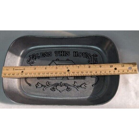 Wilton Armetale 'BLESS THIS HOUSE' Serving Tray/Bread-Pewter Metalware w/Tags - Picture 9 of 11